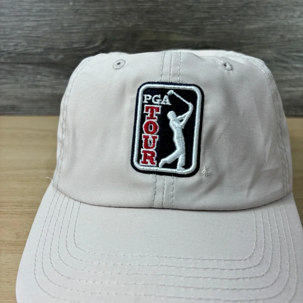 PGA Hat Cap Strap Back Brown Tan‎ Professional Golf Golfing Performance